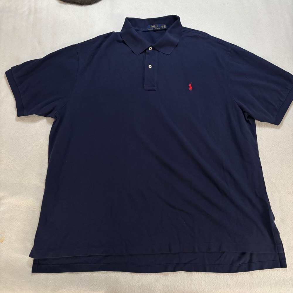 Polo Ralph Lauren Mens 3XB Big Navy Blue Short Sleeve Pique Polo Shirt Red Pony